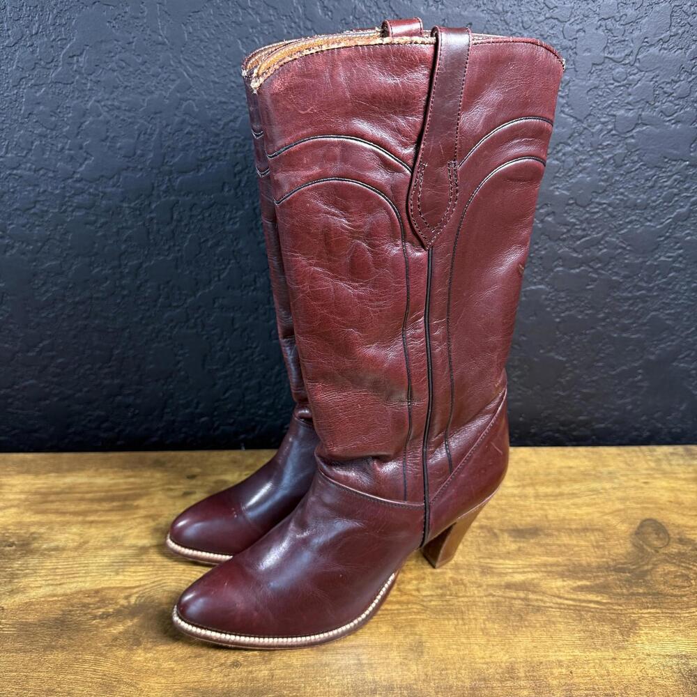 Dan Post 4149 Burgundy Leather Western Cowboy Boots Womens Size 7 N - Picture 3 of 7